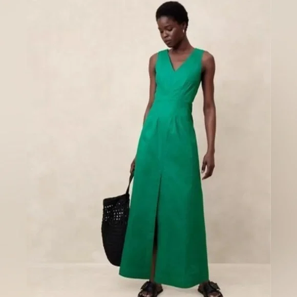 Banana Republic | Dresses | Nwt Banana Republic Linen Blend Kelly Green  Maxi Dress Womens 2 | Poshmark